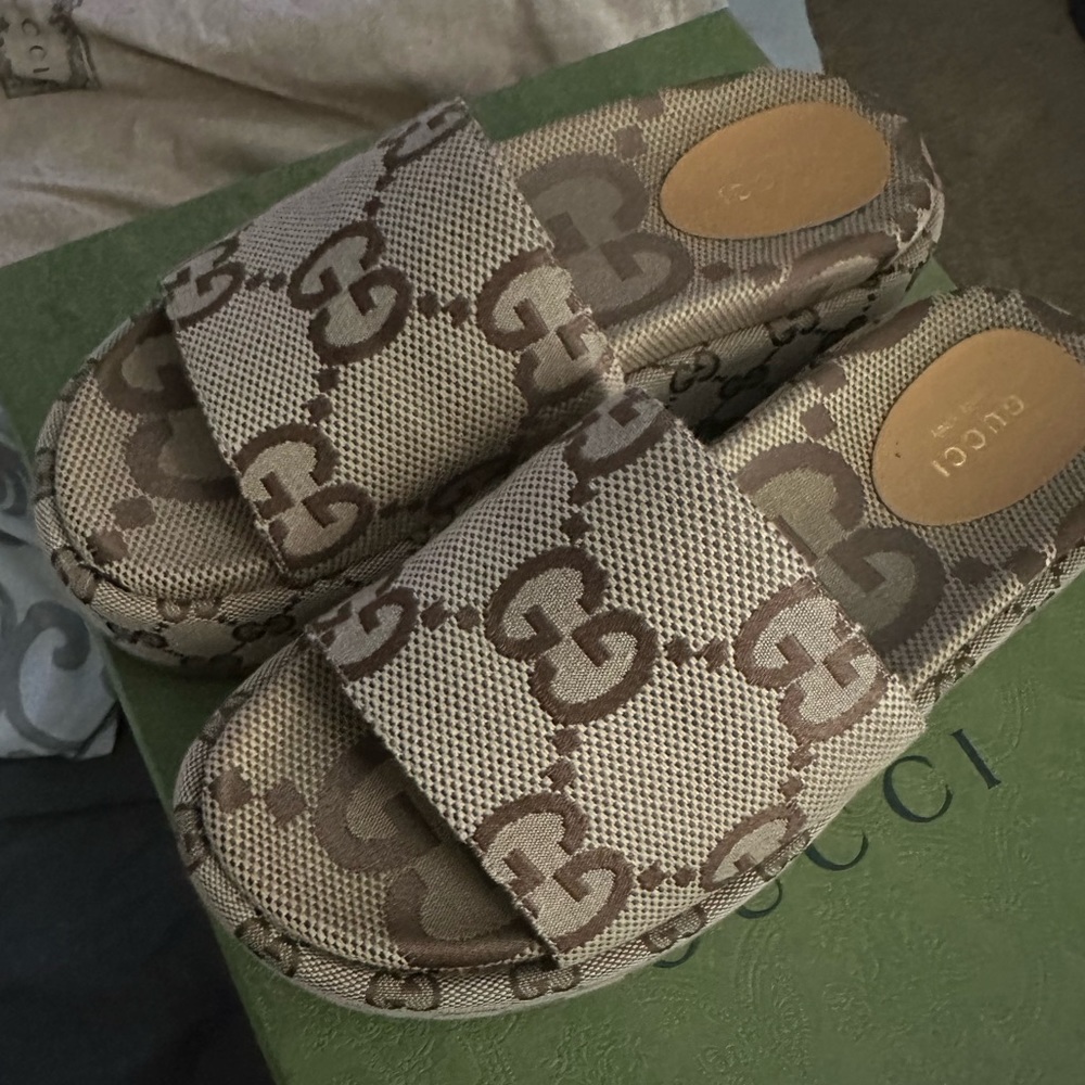 Gucci GG canvas slides